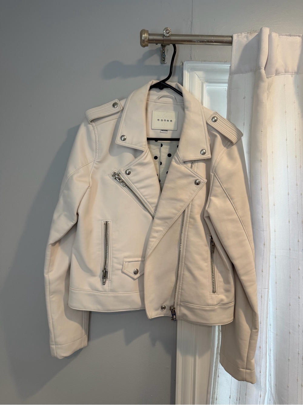 Blank NYC White Moto Jacket with Zip Details